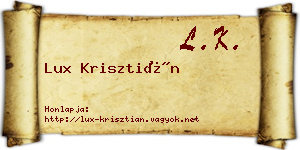 Lux Krisztián névjegykártya