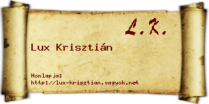 Lux Krisztián névjegykártya
